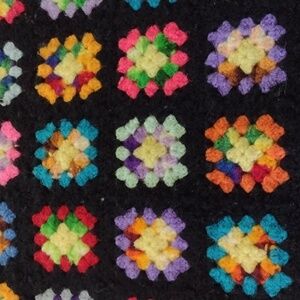 Granny Square Afghan Blanket Throw Bright Handmade Vintage Retro